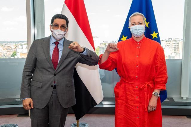 وزير الخارجية يبحث مع مفوضة الشراكات الدولية في المفوضية الأوروبية الوضع الإنساني في اليمن