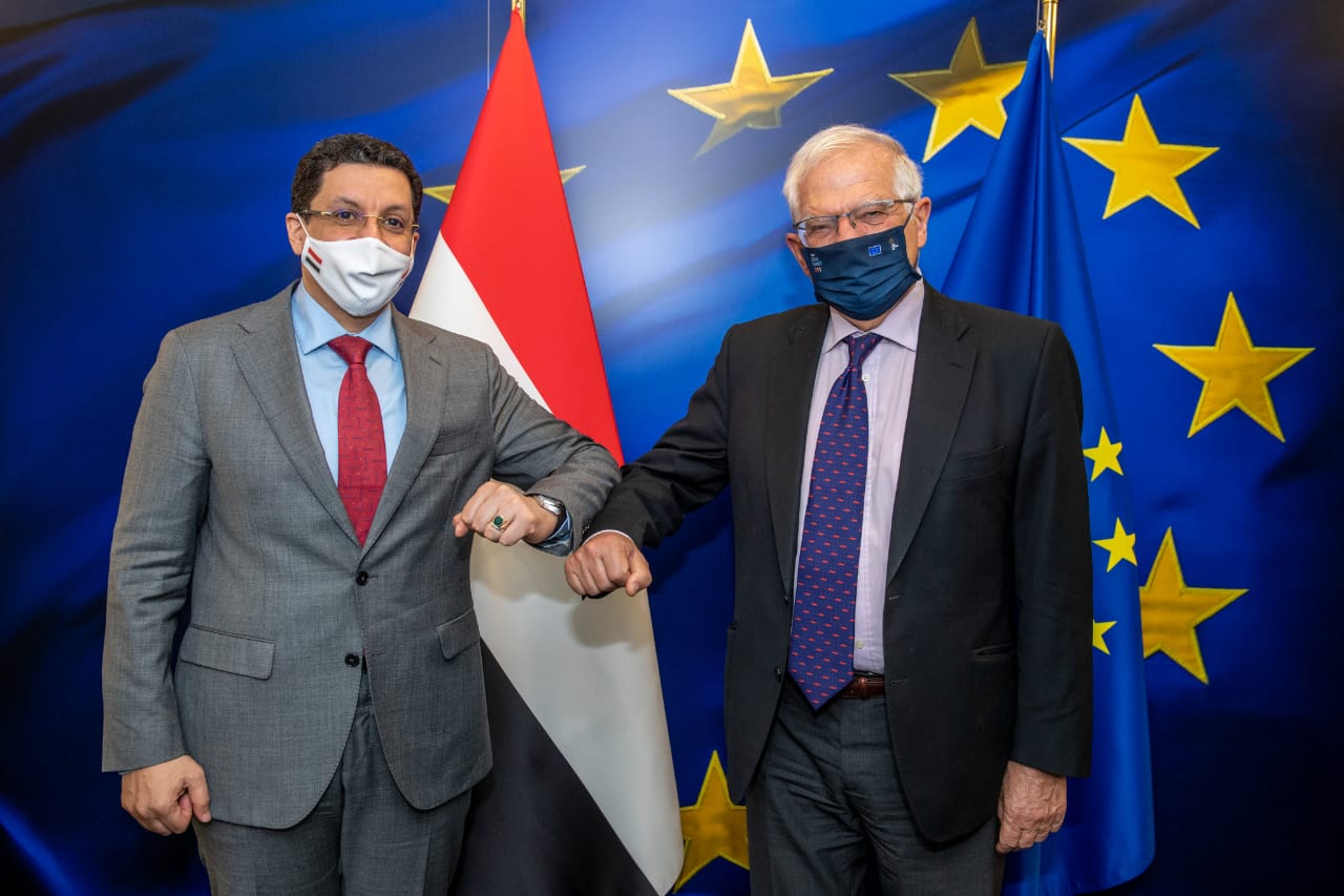 بن مبارك يناقش مع الممثل الأعلى للاتحاد الأوروبي للشؤون السياسية والأمنية مستجدات الأوضاع في اليمن