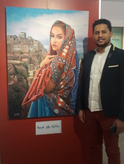 لوحة فنان يمني تفوز بجائزة معرض رؤى عربية في القاهرة